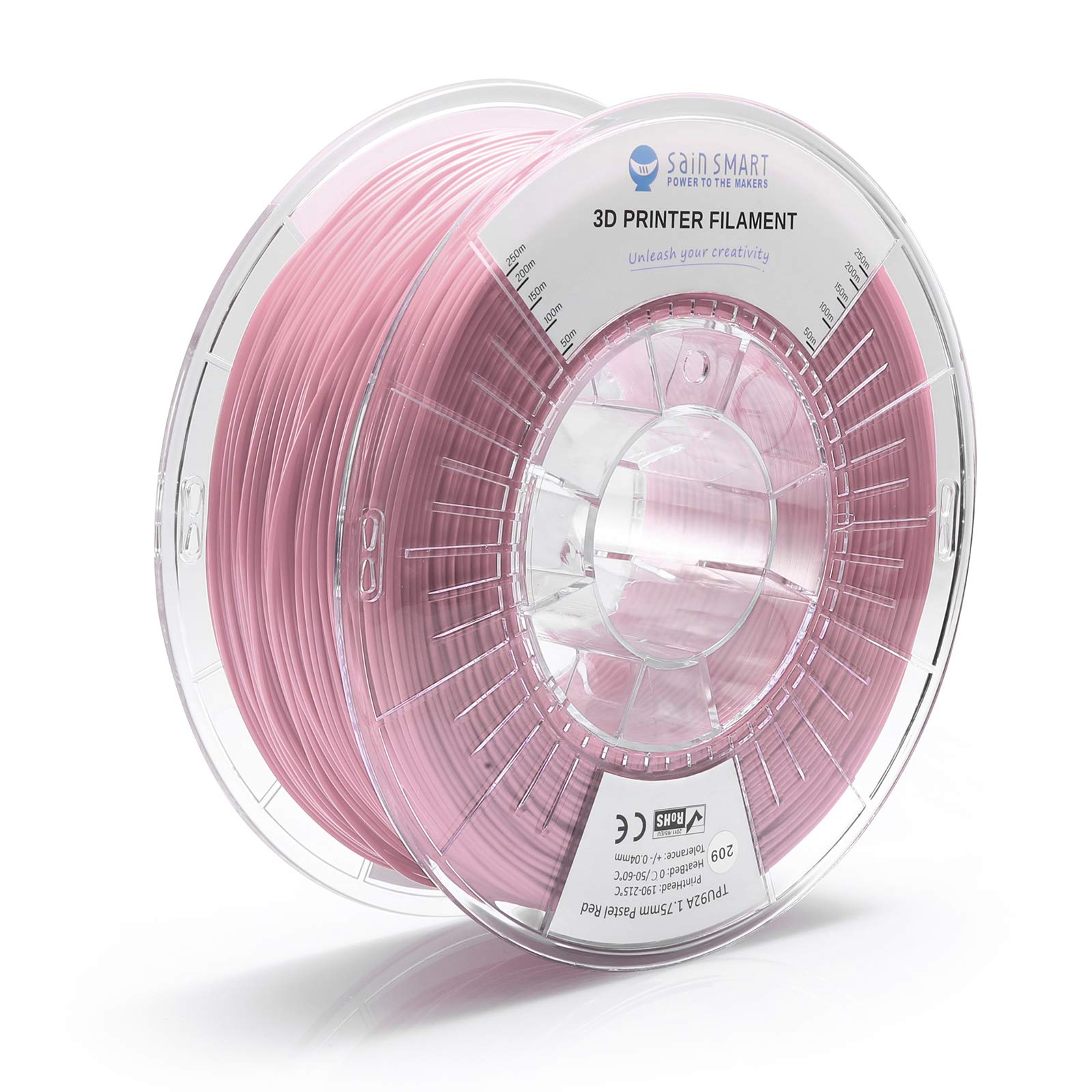 SainSmartTPU 1.75mm 92A Flexible TPU 3D Printer Filament, Dimensional Accuracy +/- 0.04 mm, 1KG Spool, Pastel Skin