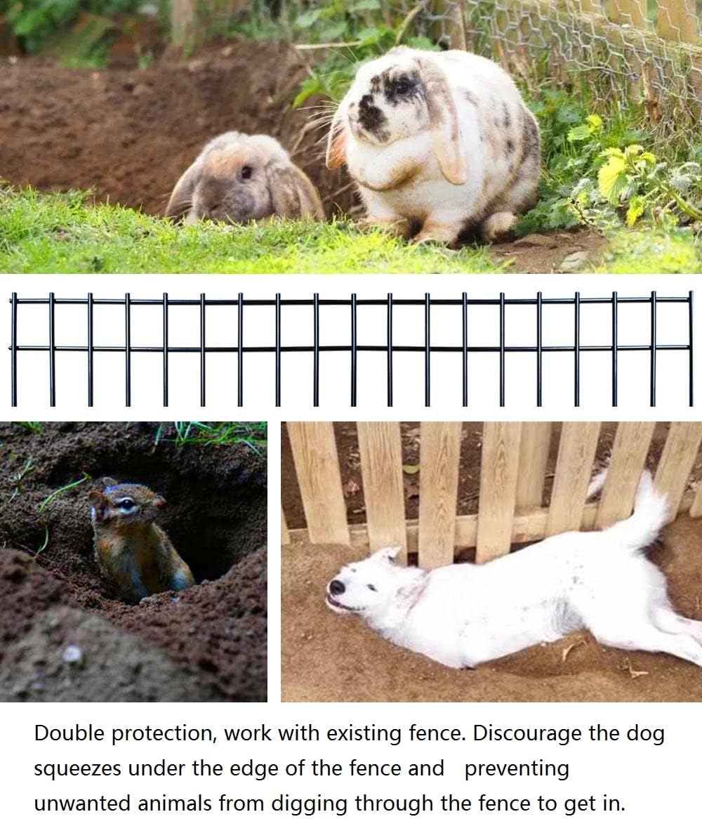 Black Animal Barrier Fence 12in (H) X13.8ft (L) with 1.55 Inch Spacing, Heavy Duty 4 Gauge Galvanized Under Fence Dog Barrier, Anti Digging Fence Guard Bottom Barrier