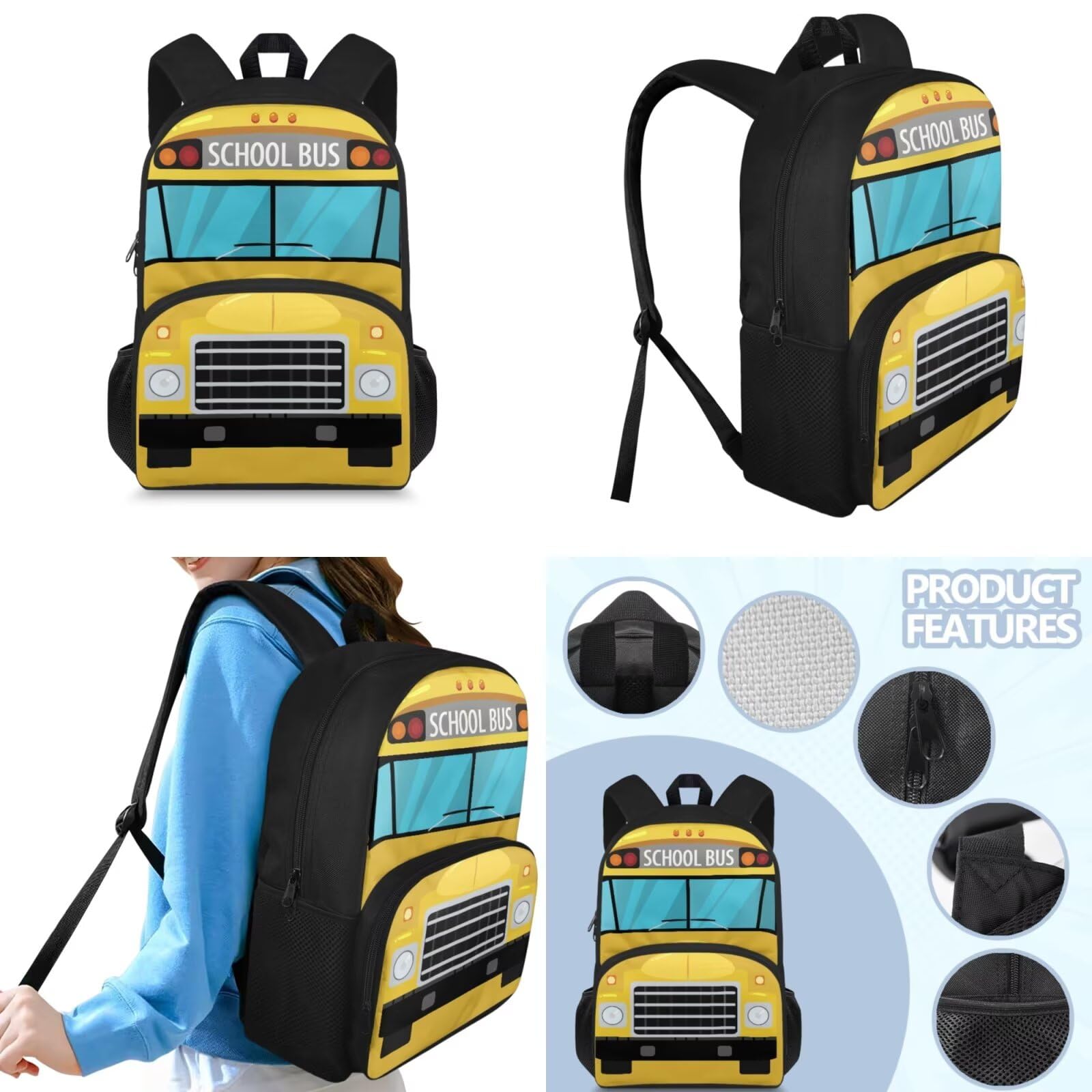 Set di zaini per la scuola elementare per bambini con scatola per il pranzo, astuccio 3 in 1
