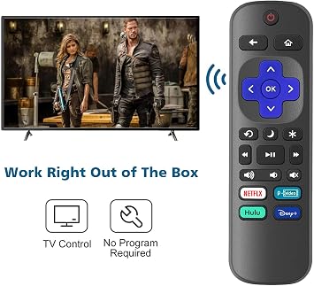 Replacement Remote Control for Roku Smart TV, Universal Remote Compatible for TCL/Onn/Sharp/LG/Sanyo/JVC/Hisense/RCA/Philips/Insignia etc R0KU TVs (Not for RokuStick and Box)