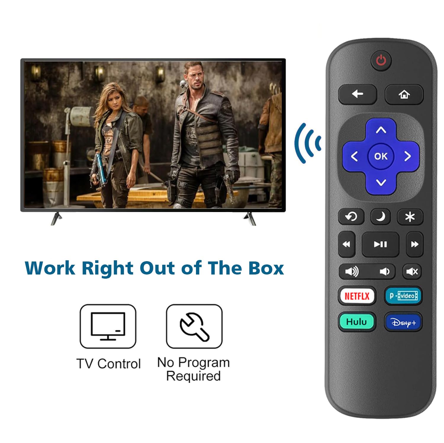 Zamienny pilot zdalnego sterowania do Roku Smart TV, uniwersalny pilot kompatybilny z telewizorami TCL/Onn/Sharp/LG/Sanyo/JVC/Hisense/RCA/Philips/Insignia itp. R0KU (nie do RokuStick i Box)
