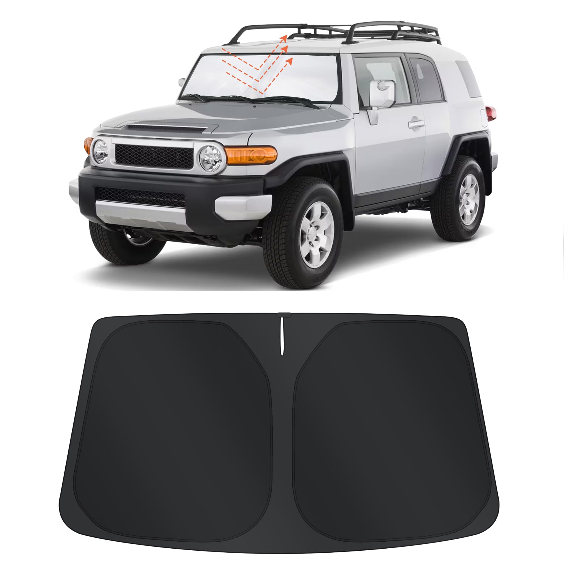TINGLU Sun Shade for Toyota FJ Cruiser Sport Utility 2007-2014 Accessories Windshield Sun Shade Window Shade UV Rays Protection Sun Visor Cover with Steering Wheel Sunshade Storage Bag