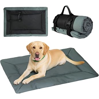 Dog Blanket for Travel Foldable Waterproof Orthopaedic Dog Bed for Large and Medium Dogs Suitable for Outdoor Use Grey