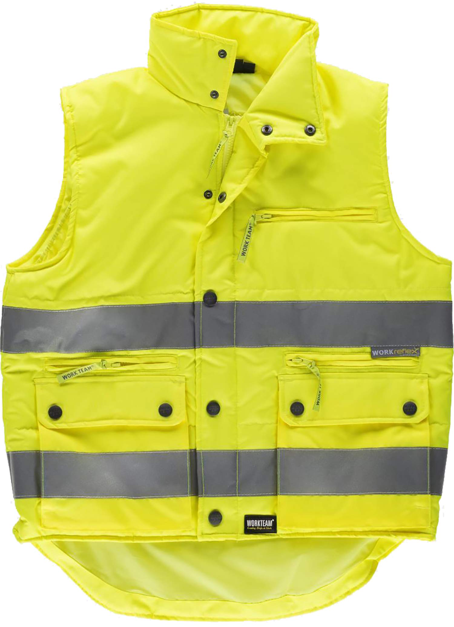 Work Team Chaleco Multibolsillos de Alta Visibilidad con Cintas Reflectantes Hombre