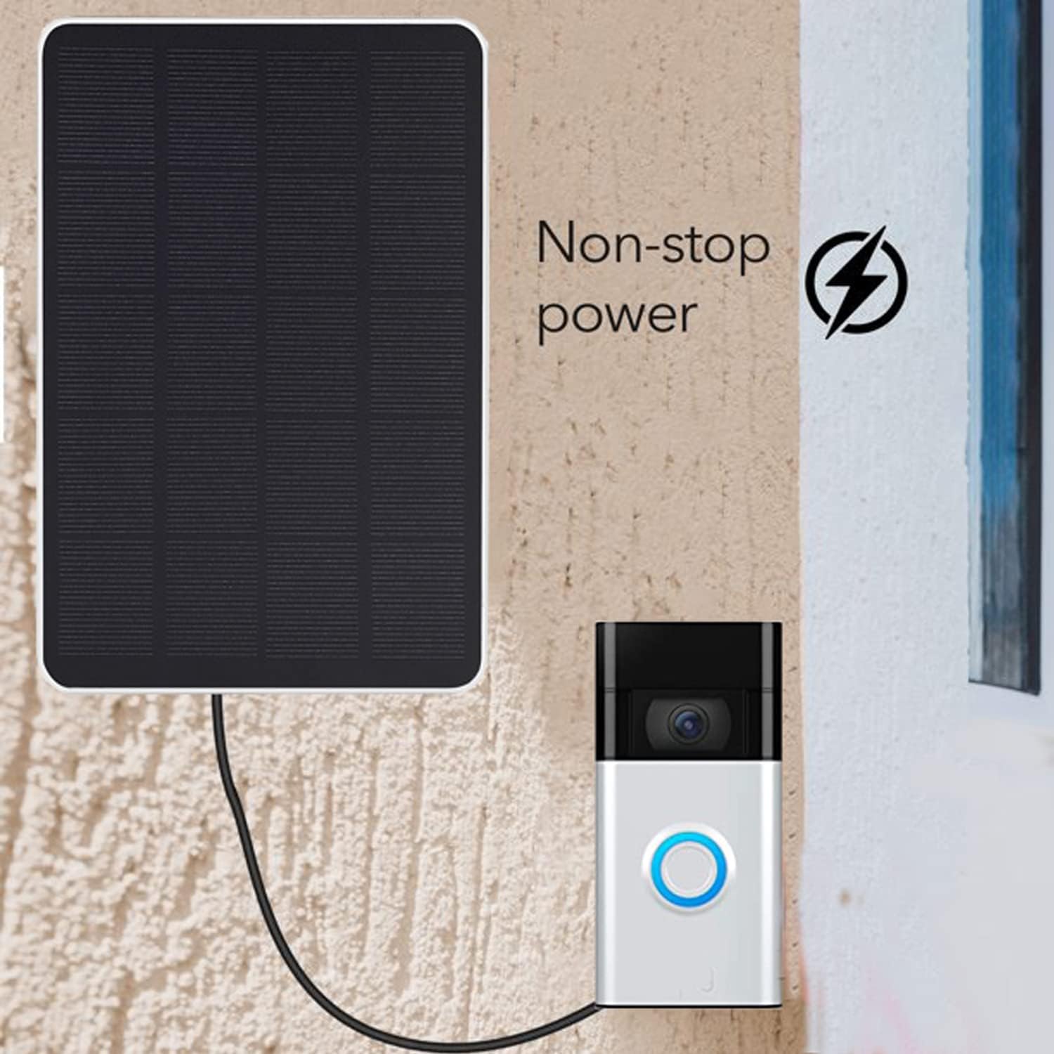 Solar Battery Charging Plate Compatible With Ring Video Doorbell