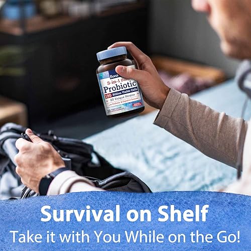 Miniatura 7 de Bonawell Probióticos 120 mil millones de UFC, 32 cepas con prebióticos, enzimas digestivas, probiótico diario 3 en 1, estable en el estante
