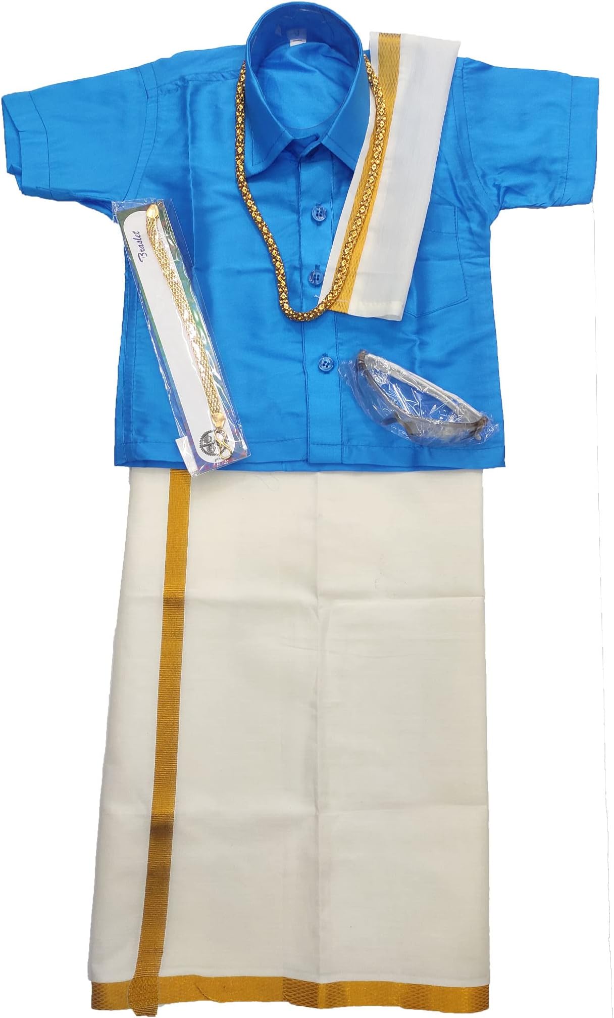 Bhandari FashionKanchipuram silk with lining Dhoti And Accessories For Boys Traditional Dress Short Sleeve Shirts