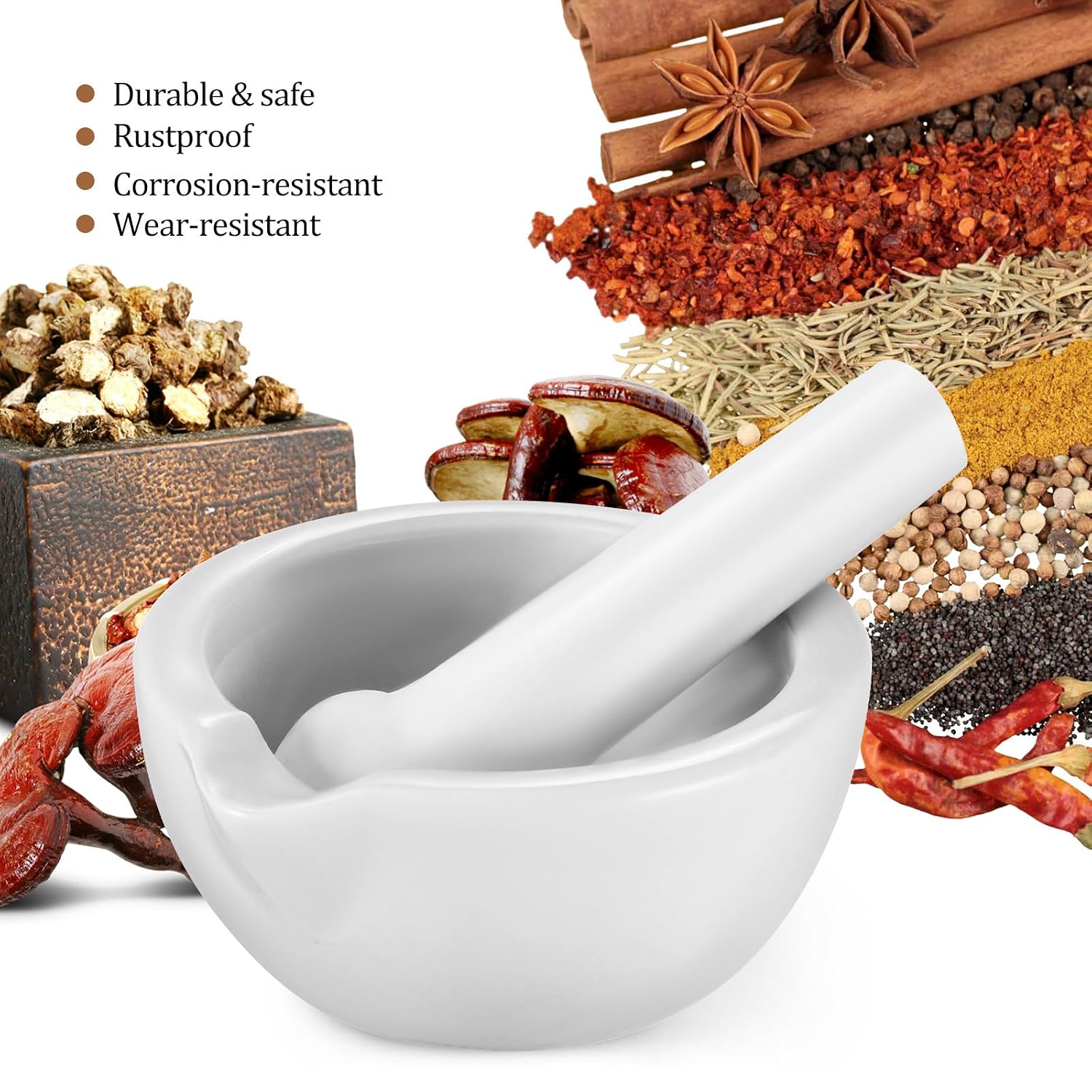 2 Sets Mini Mortar and Pestle Grinding Bowls for Food Spices and Seasonings with Easy-Hold Pestles and Practical Kitchen Supplementary Containers