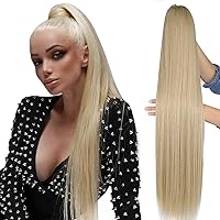 Vista 11 de Extensión de cabello rizado de 32 pulgadas de largo, cola de caballo sintética con clip instantáneo, resistente al calor, marrón oscuro (#2), 6.70