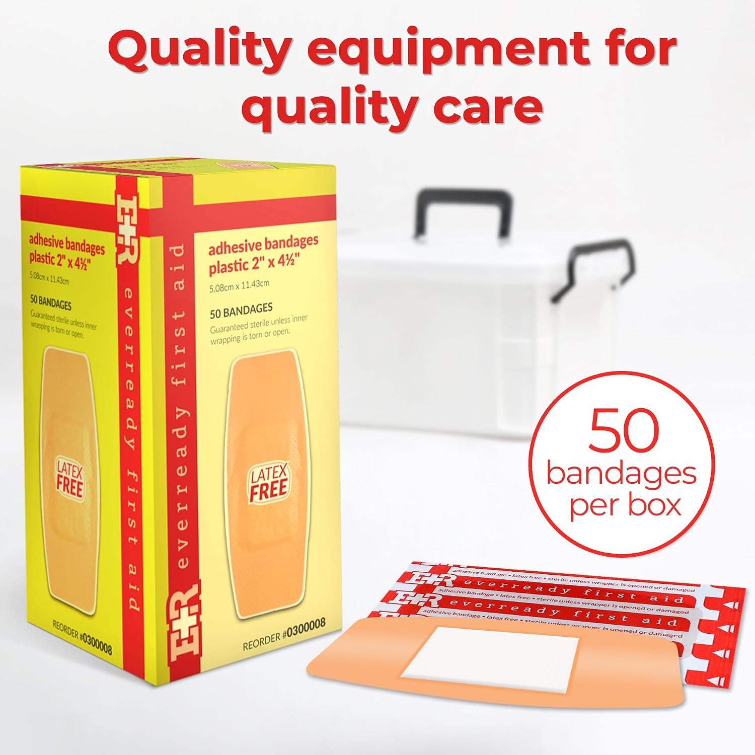 Ever Ready First Aid 2” x 4 ½” Plastic Adhesive Bandages, Latex-Free, Sterile Strips for Wound Protection – 100 Count image 2