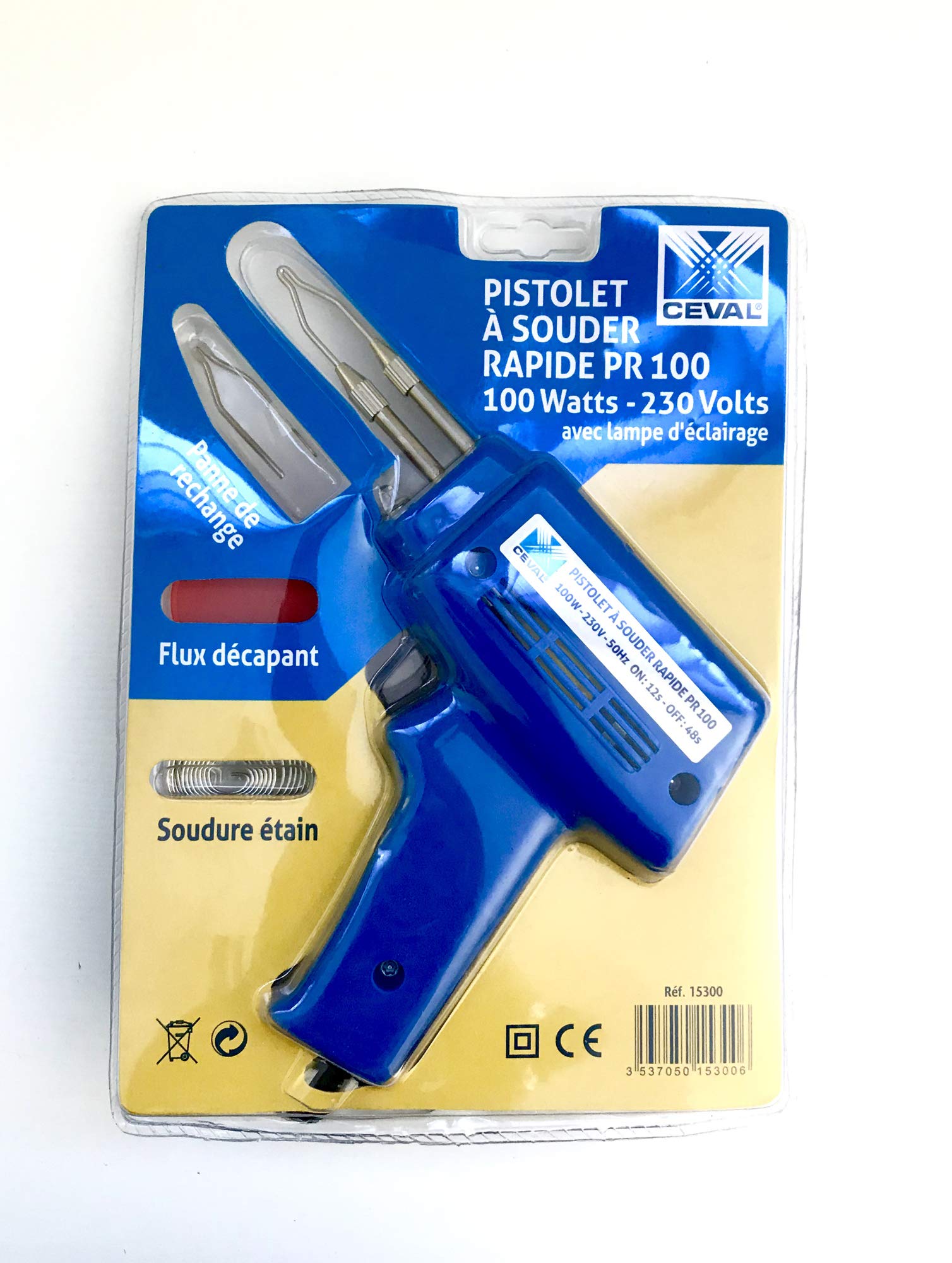 France Kit Pistolet à souder 100W – Avec étain et graisse à décaper – Idéal pour travaux électroniques et automobiles