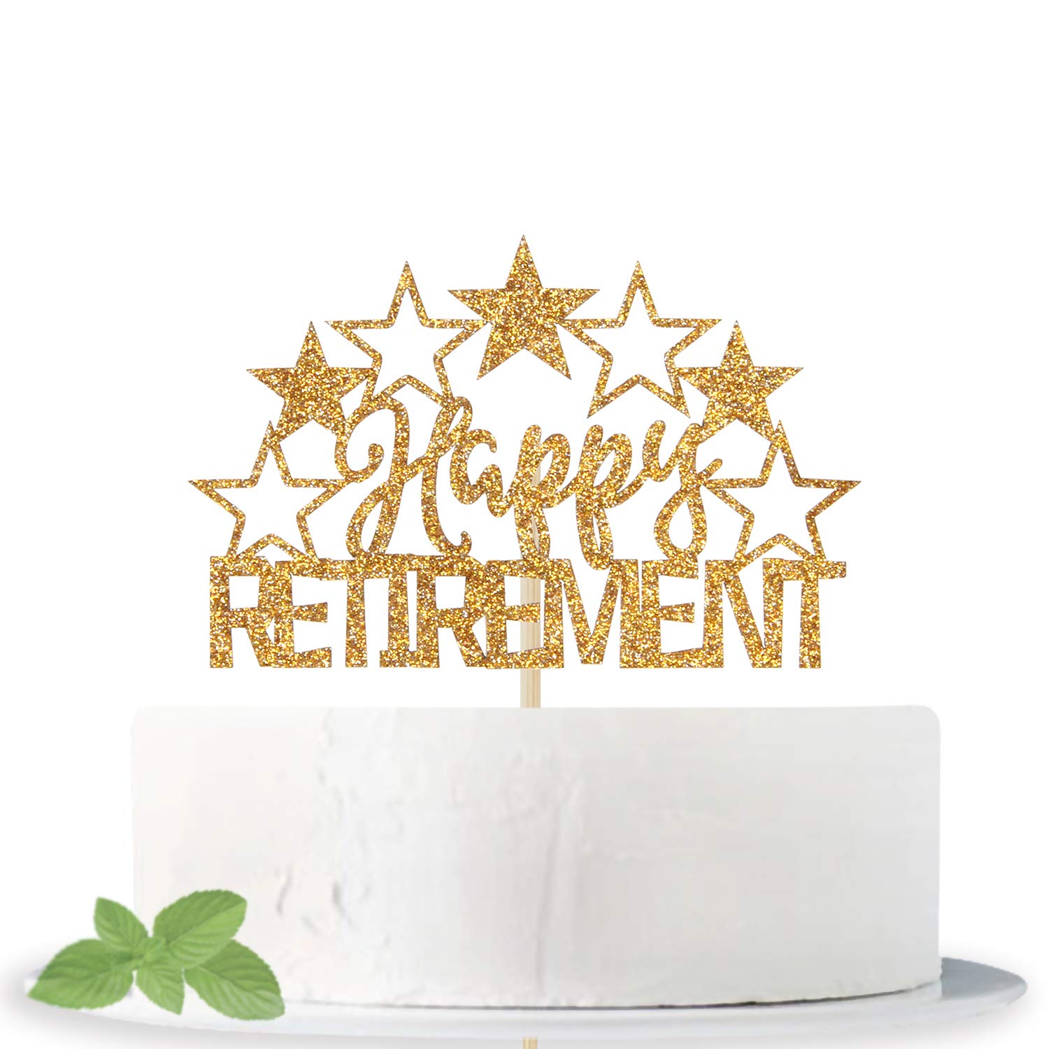 Happy Retirement Cake Topper - I'm Retired Cake Decor - Retirement Party Decorations Supplies for Men or Women, Gold Glitter