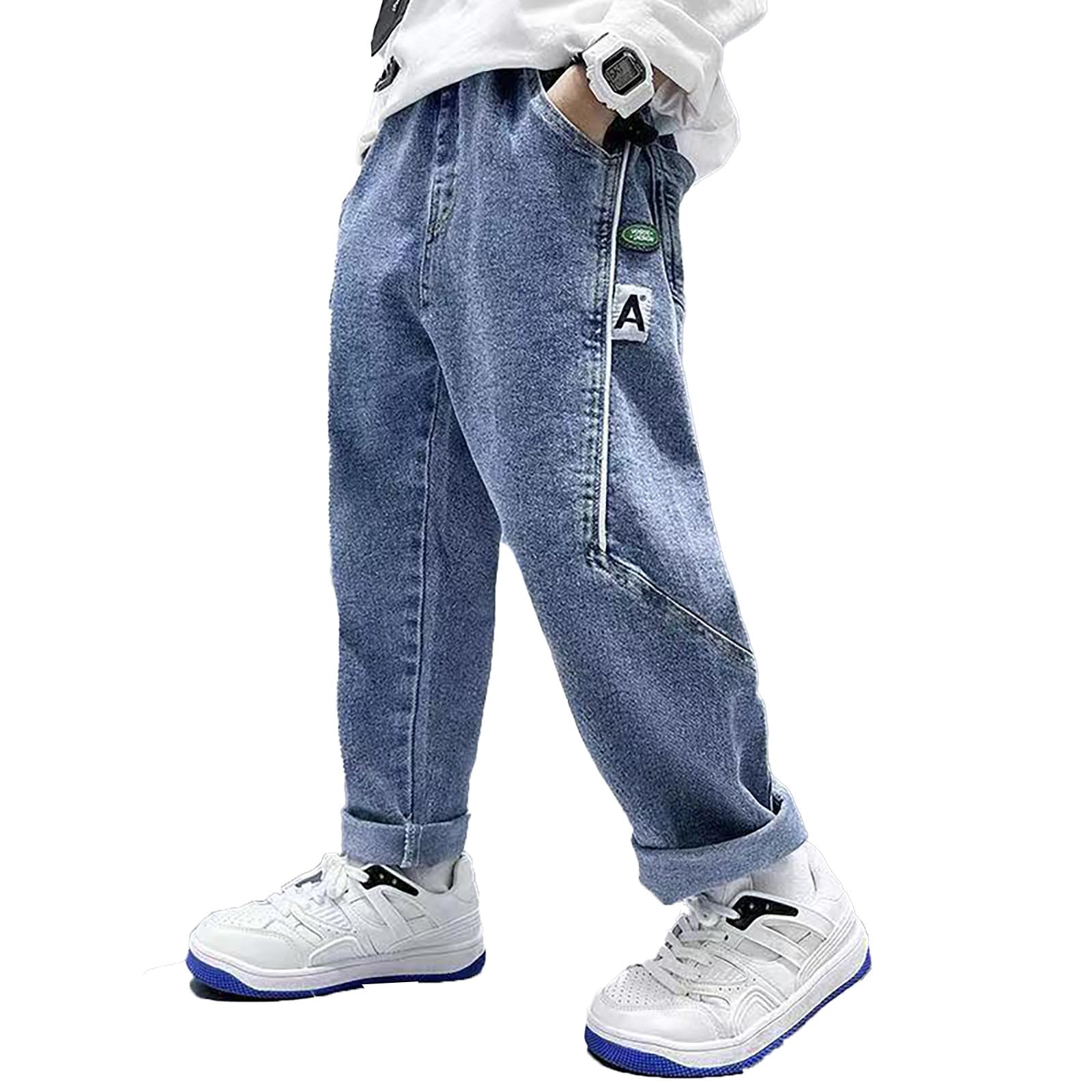 Genérico Pantalones de Chandal Niño Pantalones Casuales para Uso Diario Deportes y Actividades Exteriores Vaqueros Rectos Cómodos Niños