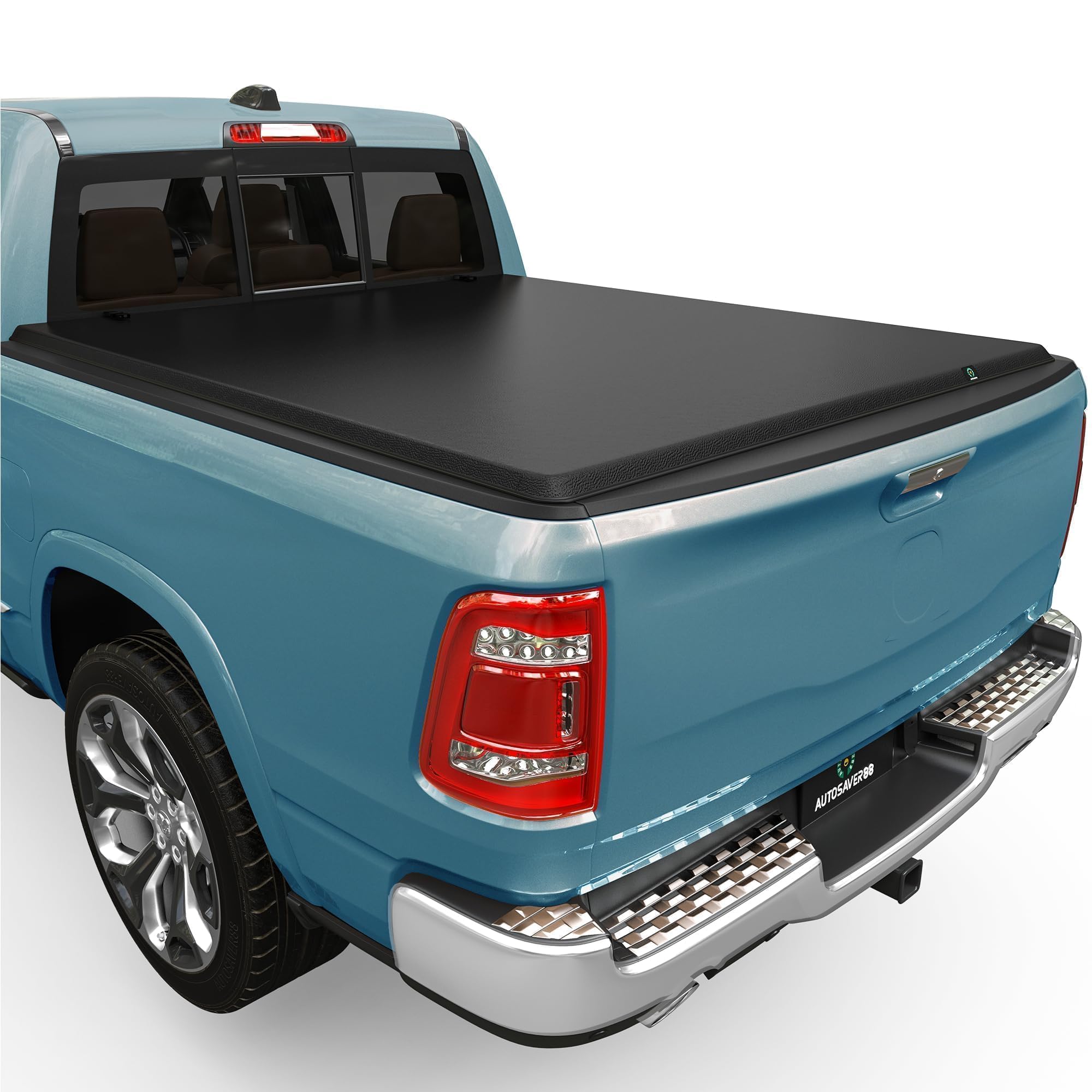 AUTOSAVER88 Soft Roll Up Truck Bed Tonneau Cover Compatible with 2002-2023 Dodge Ram 1500, 2003-2025 Dodge Ram 2500 3500 8ft Bed w/o Ram Box