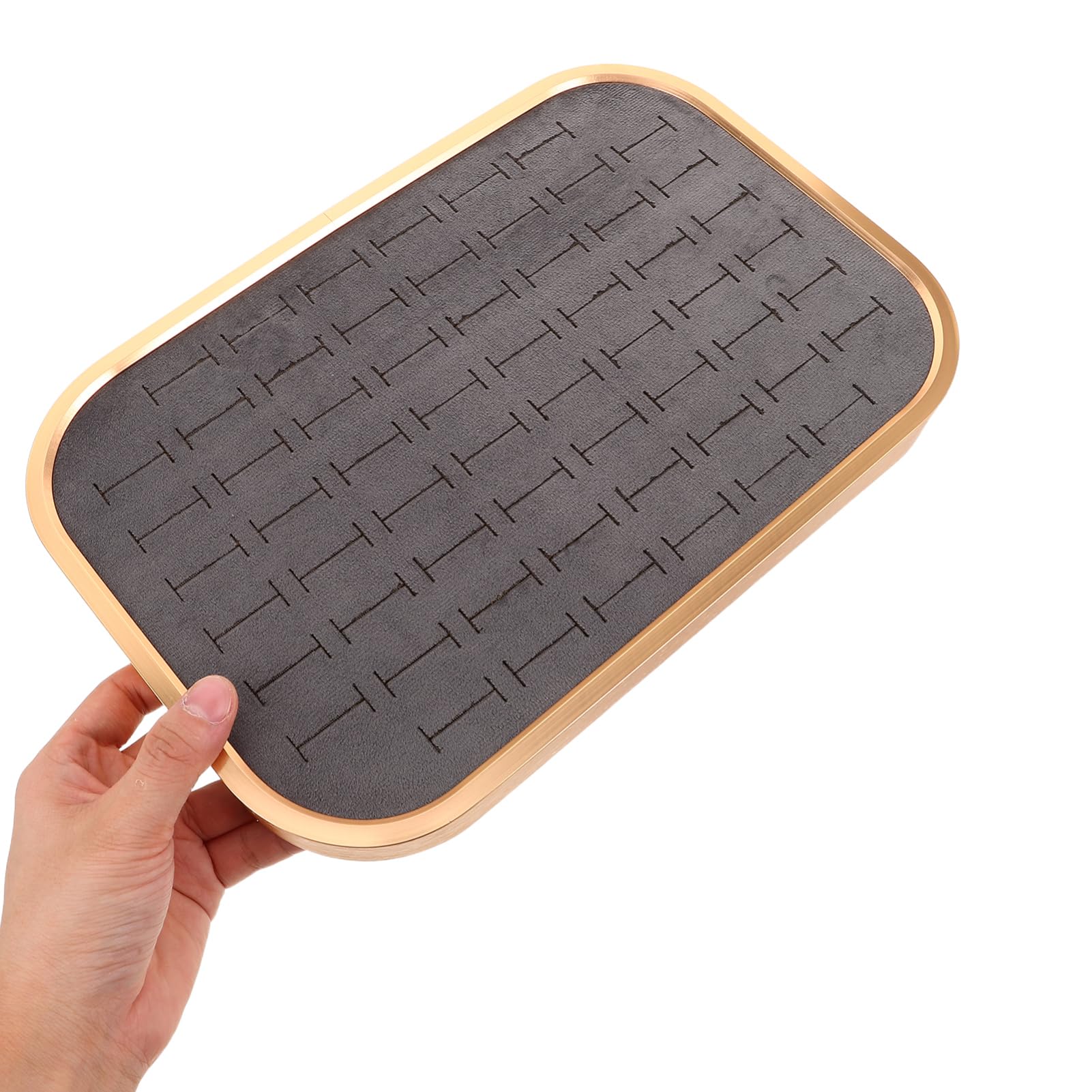 UKCOCO Bandeja de Terciopelo para Guardar Joyas Compartimentos Organizador Rectangular para Exhibir Anillos Aretes y Collares Bandeja para Exhibir Anillos para Mujeres