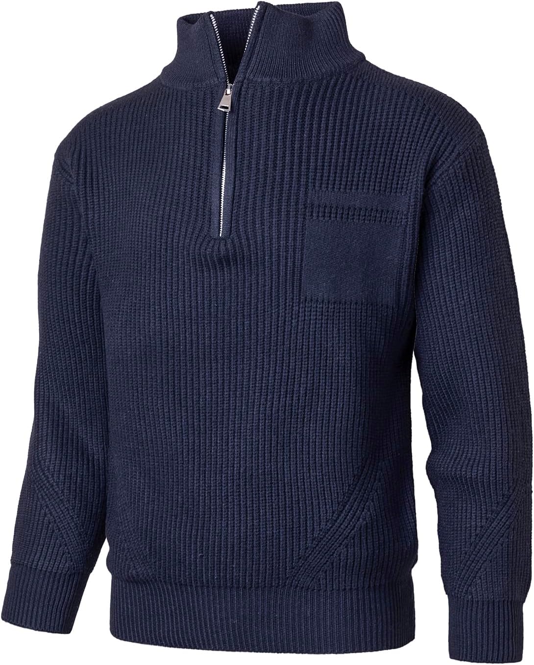 Men's Quarter Zip Sweater Knitted Pullover Long Sleeve Solid Jumper Casual Sweatshirt for Autumn Winter - Image 2