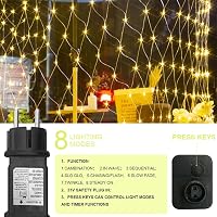Liyade Kültéri Fényfüggöny 3x2m - 200 LED Meleg Fehér Világítás IP44 Vízálló - Távirányítós Időzítő 8 Üzemmóddal Kertbe, Bokrokra, Karácsony 5