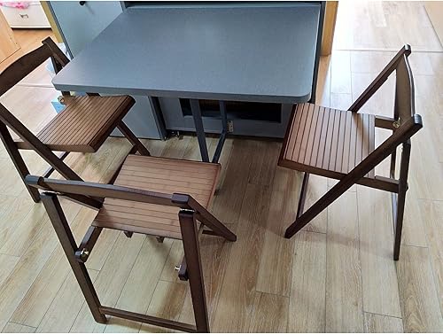 Miniatura 2 de ZLL Silla plegable de bambú natural, restaurante, interior, exterior, silla plegable de terraza, con hebilla bloqueable, 2 piezas (color café)