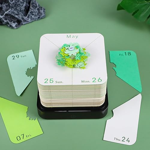 Miniatura 5 de Calendario 3D 2026  Calendario de escritorio con luces, calendario de 2026 piezas de tiempo 3D, bloc de notas de papel, arte de árbol, creativo, 3D,