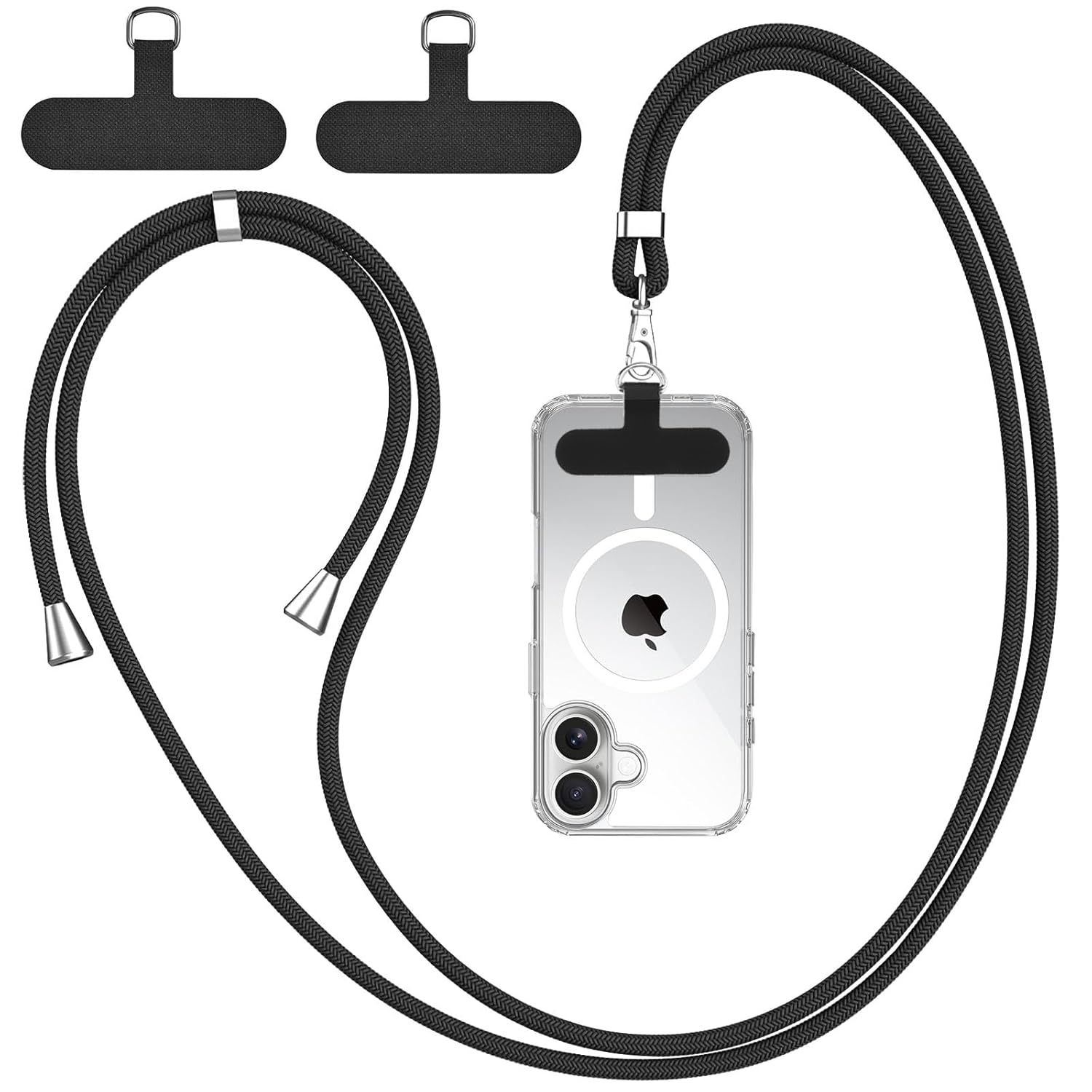 Tobfit Nylon Phone Lanyard + 2PCS Replacement Sticker Patches Tab, Adjustable Neck Strap With Pads for Most Smartphone