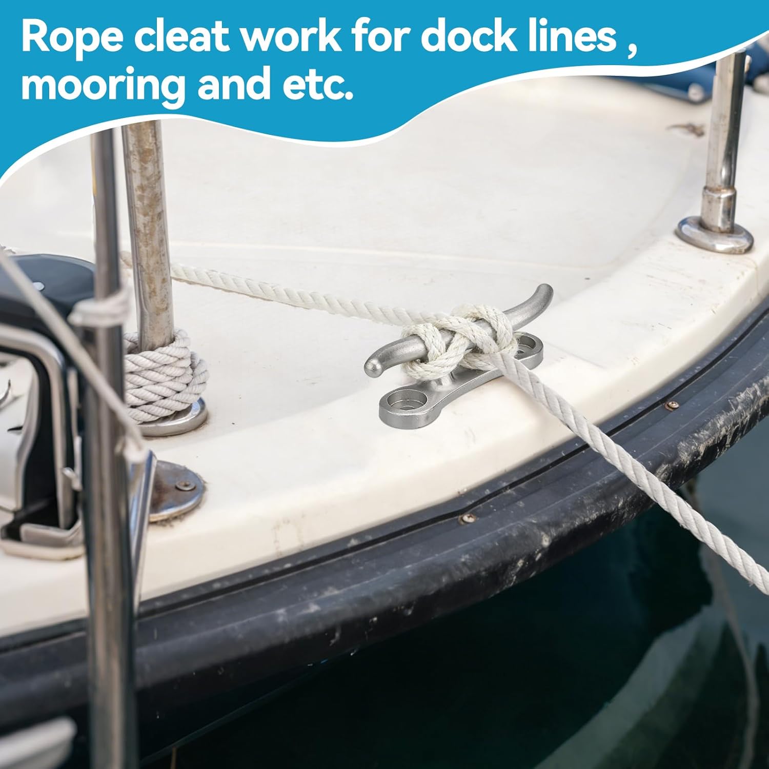 S Style Dock Cleat, 10 Inches Aluminum Boat Mooring Rope Cleats Aluminum S Boat Dock Cleat with Recessed Mounting Holes for Rope, Marine, Decks, Kayak