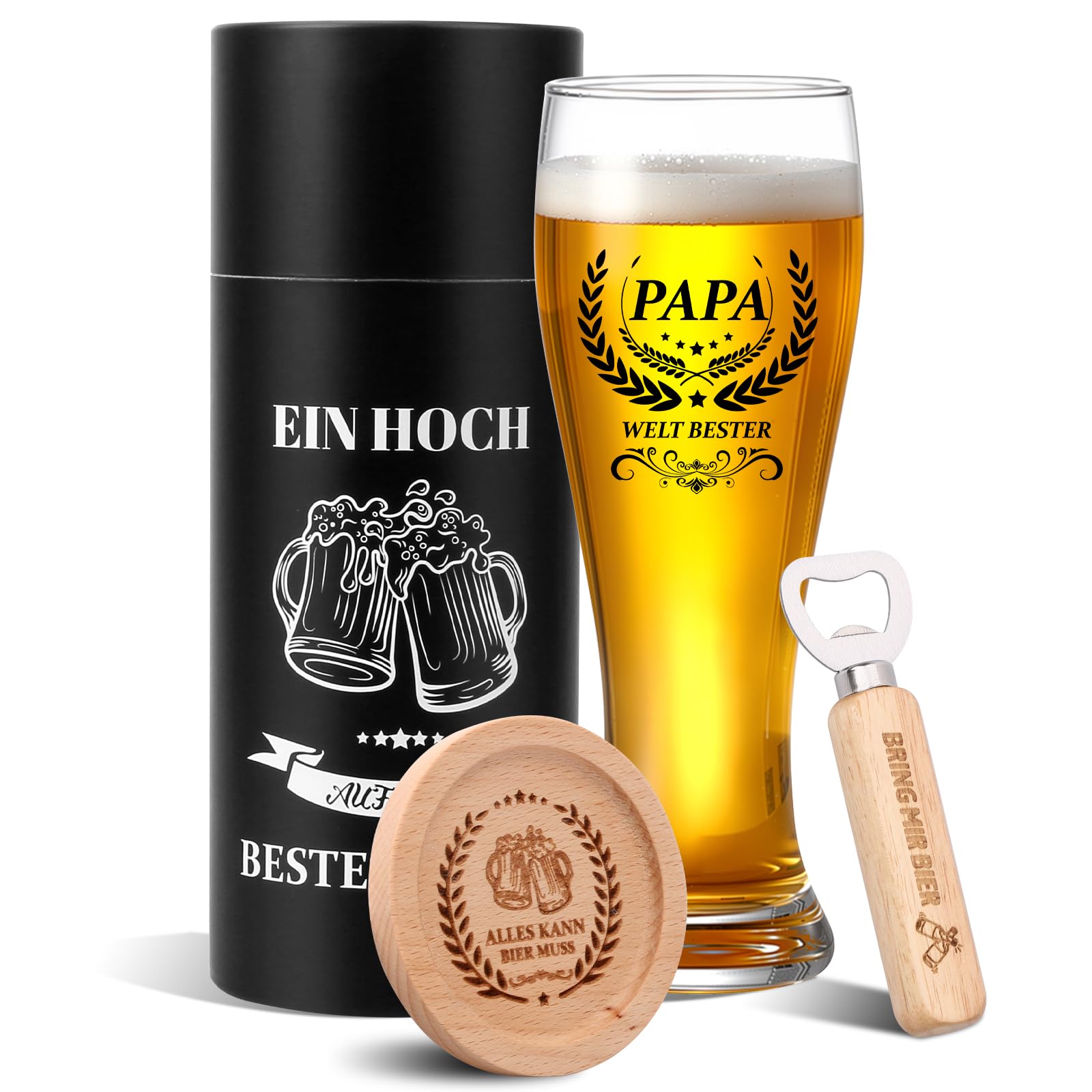 Papa Geschenk Personalisierte Bierglas Geburtstagsgeschenk für Papa 18oz Bierglas Deko Glas Männer Geschenk