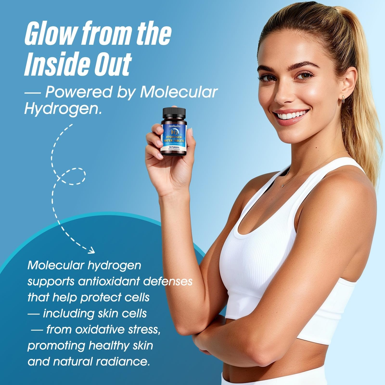 Hydrogen Tablets with 150mg Magnesium – 10 PPM H2 Molecular Hydrogen Tablets for Drinking Water, Supports Healthy Aging, Cellular Energy, Recovery & Brain Health – GMO-Free & Gluten-Free, 90 Tablets — Amazon image 3