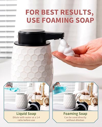Miniatura 7 de Dispensador automático de jabón, dispensador de jabón espumoso sin contacto de 13 onzas13.0 fl oz, dispensador de jabón de espuma blanca de cerámica
