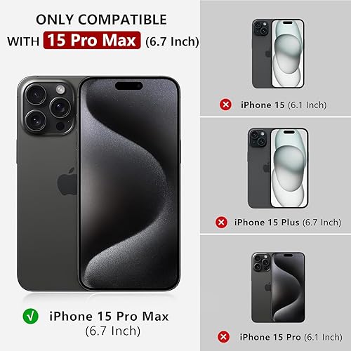 Miniatura 2 de Funda tipo cartera para iPhone 15 Pro Max  Funda magnética de piel sintética con bloqueo RFID, funda magnética con soporte para tarjetas, funda para