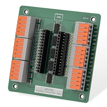 Breakout Board for Arduino Nano with LED Indicator for GPIO Status, Expansion Board Circuit Module Easy-to-Connect Terminals and Pin Headers