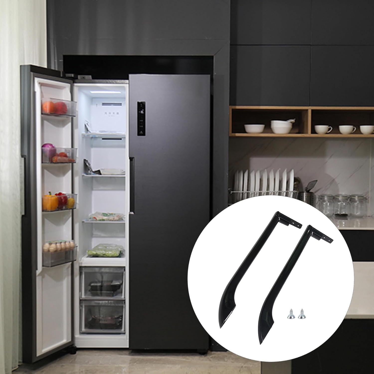 Walmine Black Plastic 5304506471 Refrigerator Door Handle Replacement for Frigidaire, Replace AP6036332 5304486361 Pack of 2