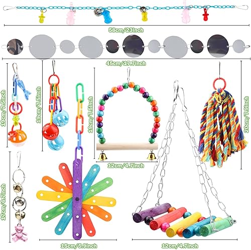9 Pcs Parakeet Cockatiel Bird Toys — detail view