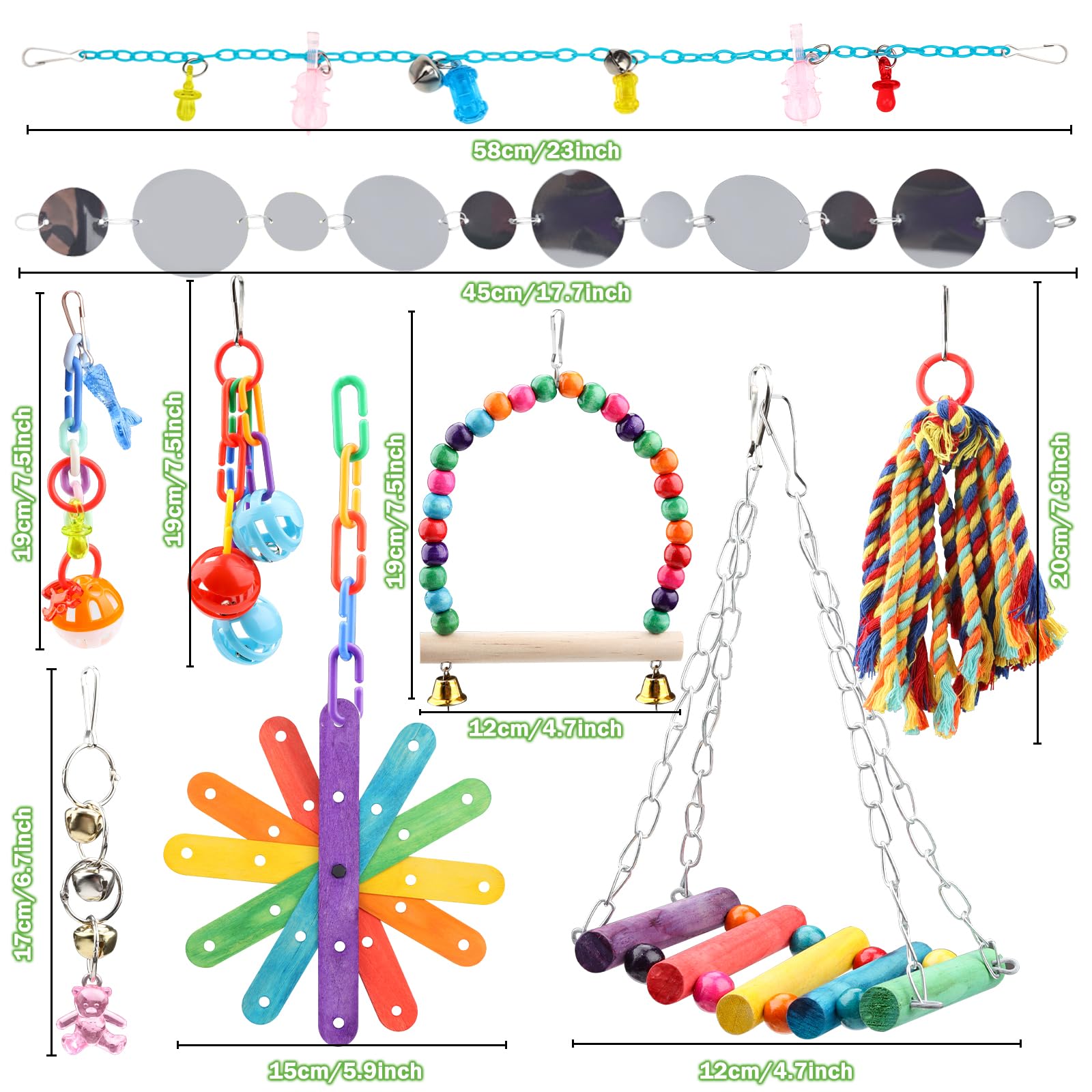 QUOZUO 9 Pcs Parakeet Cockatiel Bird Toys - Image 2
