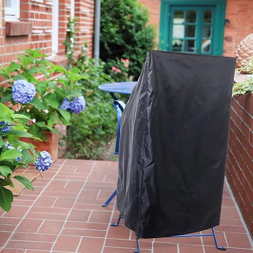 Miniatura 6 de Tudomro 8 fundas apilables para sillas de exterior, impermeables, color negro, 210D, fundas para muebles de patio al aire libre, protección para