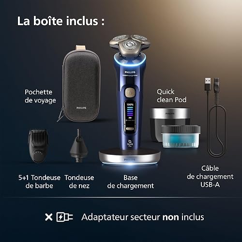 Philips Rasoir i9000 Prestige Ultra, Rasoir électrique 100% étanche, Technologie Skin IQ Pro, Système Triple Lift & Cut, Lames de précision NanoTech rotatives 360°, 5 modes de rasage, XP9401/38 - 8