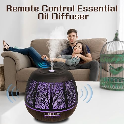 Miniatura 4 de Difusor de aceite esencial para dormitorio, 13.5 fl oz, difusores para el hogar con control remoto, humidificador de niebla fría, habitación grande,