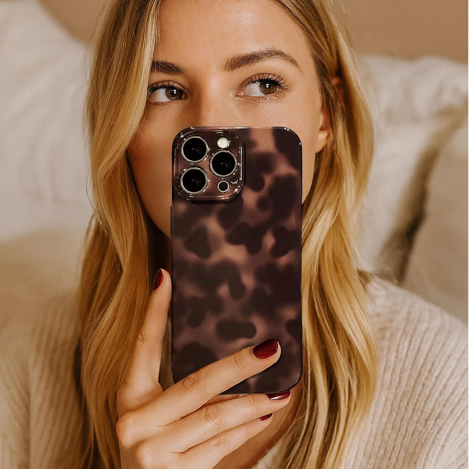 Anuck for iPhone 12 Pro Case Tortoise Shell Phone Case, Cute Chic Amber Leopard Cheetah Print Aesthetic Design Full Camera Protection, Soft TPU Slim Shockproof Cover 6.1 for Women Girls Men-Brown