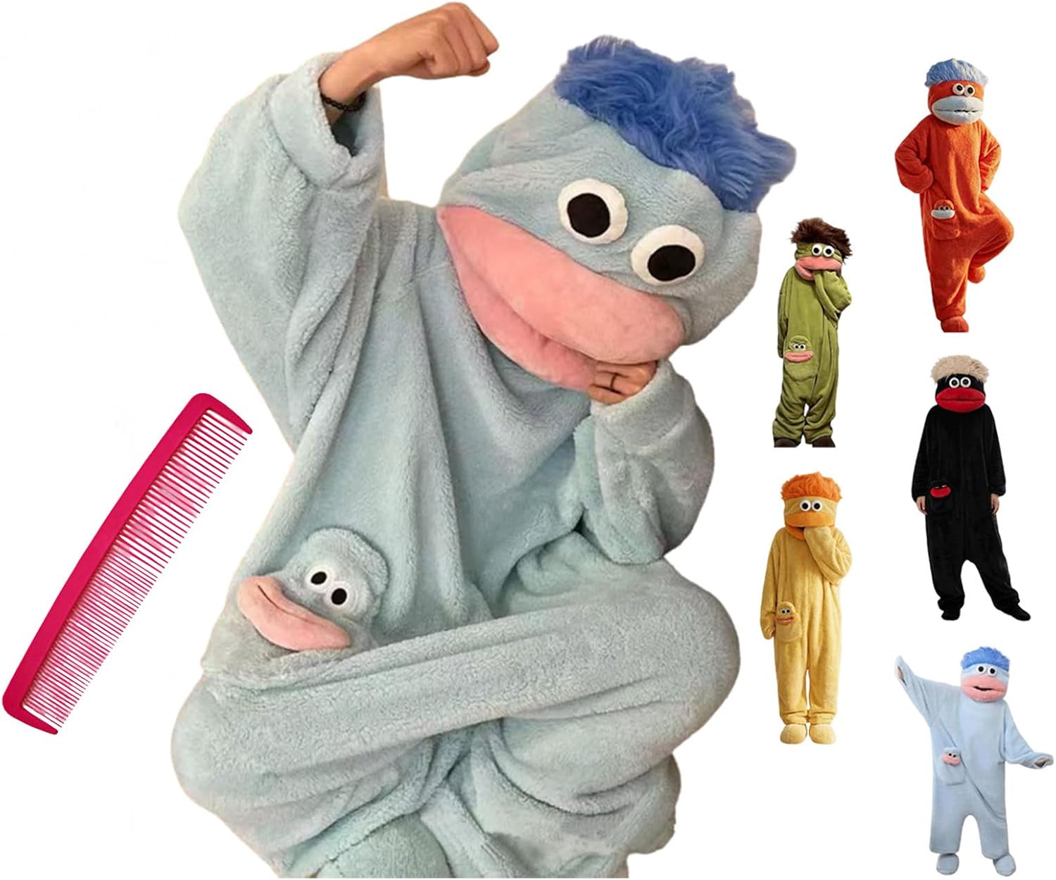 Unisex Adult Big Mouth Monster Onesie, 2026 New Silly Pajamas Plush One Piece Cosplay Suit Loungewear