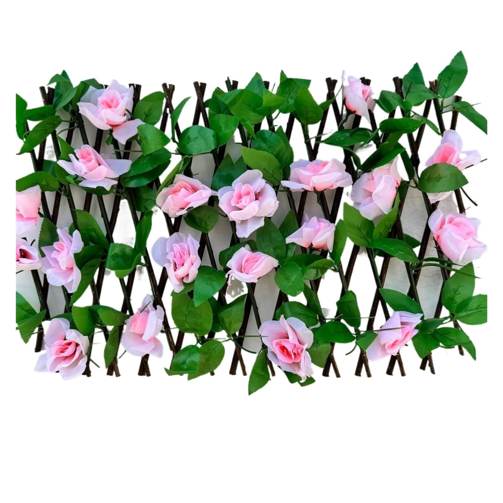 Luoaxinn 40Cm Rose Expandable Trellis Simulation Fence Outdoor Courtyard