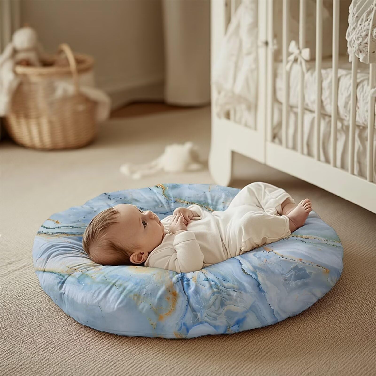 Mintulipy Newborn Lounger Cover,Blue Marble Removable Ultra Soft Comfortable Slipcover for Infant Lounger Pillow, Infant Floor Seats & Loungers Cover