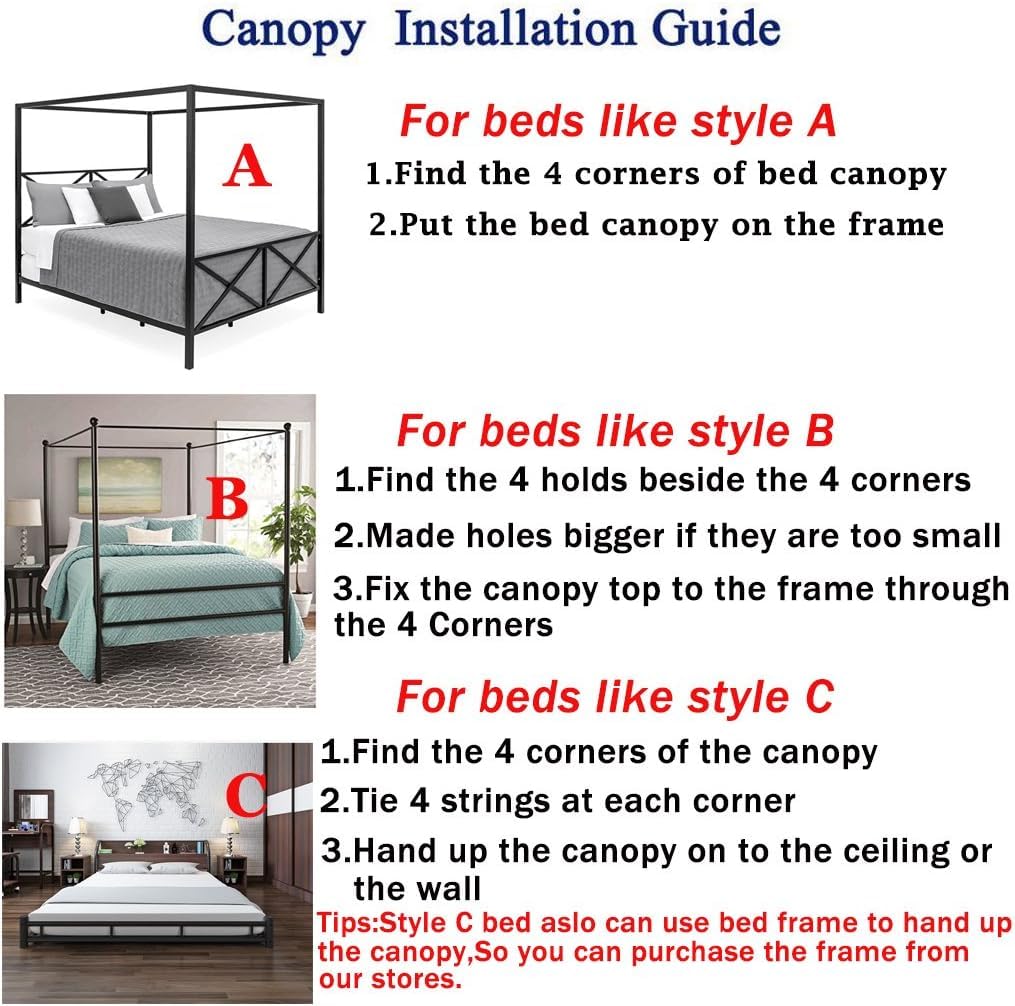 Elegant Princess 4 Corners Post Princess Curtain Bed Canopy Cozy Mosquito Net Mesh and Cloth for Girls Adults Bedroom Decoration