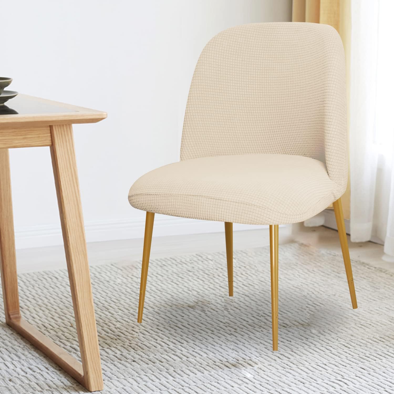Curved Chair Covers Dining Room Chairs Set of 1/2/4/6, Side Dining Chair Cover Curved Back Mid Century Modern Accent Dining Chair Cover Armless Chair Cover for Kitchen Living Room