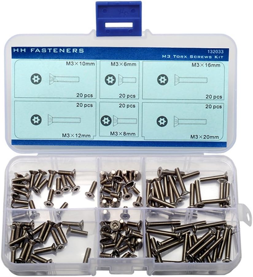 M3 Tamper-Resistant Flat Head Security Screws Assortment Kit, Stainless Steel,Pack of 120-pieces