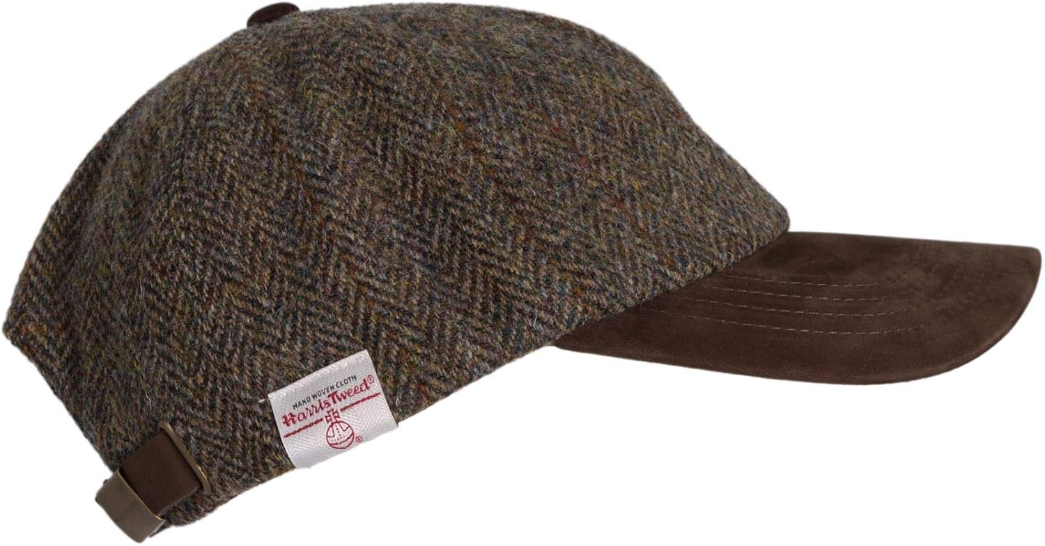 Walker and Hawkes Unisex Harris Tweed Brungton Baseball Cap w/Suede Leather Peak - Classic Tweed Hat for Stylish Comfort - Image 3