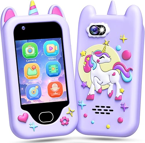 Miniatura 15 de Lapare Juguete de teléfono inteligente para niños para niñas, pantalla táctil de 2.8 pulgadas con doble cámara, juego, reproductor de música,