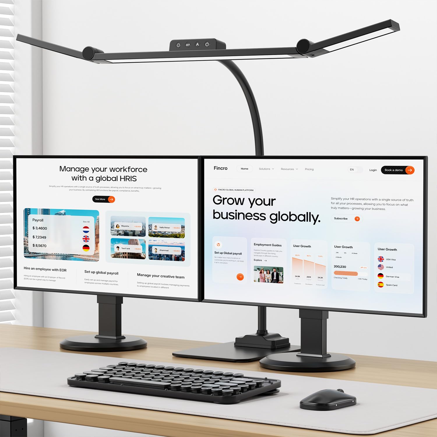 KableRika Lámpara Escritorio LED, 24W Flexo Escritorio con Base, Luz de Arquitecto Regulable, luz monitor con Temporizador, 1500 lúmenes para Leer, Estudiar y Oficina en el Hogar