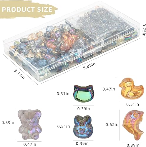 Vista 9 de 650 cuentas de cristal de estrella de mar, concha, caracoles, peces para hacer joyas, cuentas de estrellas coloridas con temática oceánica