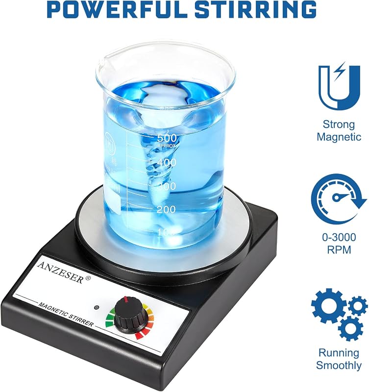 ANZESER Mágneses Keverő 3500 RPM, 3000ml Keverési Kapacitás Mágneses Rudakkal