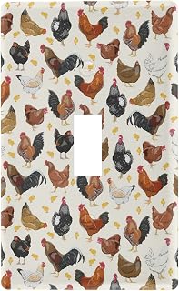Hens Roosters Chickens Set Toggle Light Switch Wall Plate Cover Electrical Outlet Size 1 Gang 2.9" x 4.6" Rustic Kitchen Cooking Room Bedroom Decor