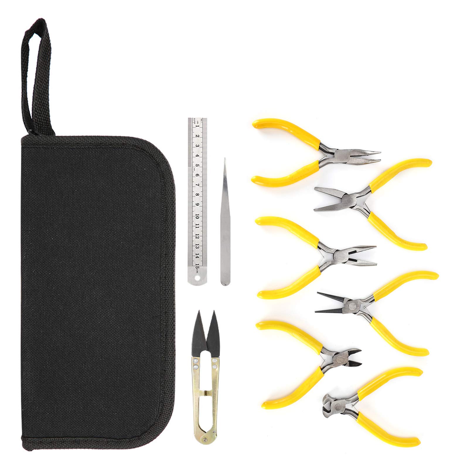Kit de alicates para joyería de 9 piezas con puntas planas y curvas para moldear alambre